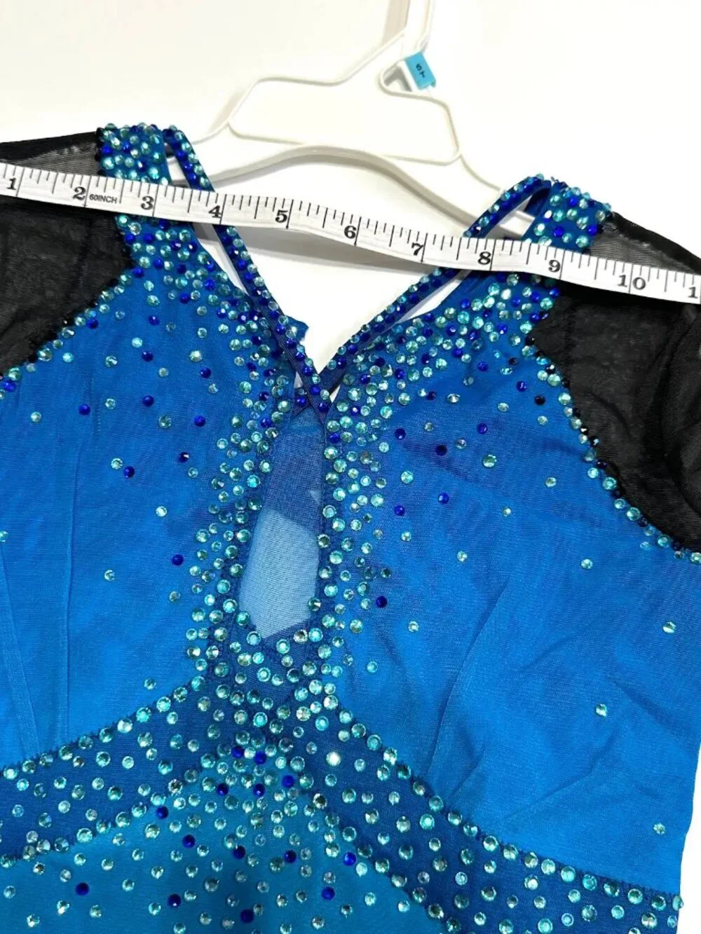 New Navy Blue Crystal Figure Skating Dress Girls 14